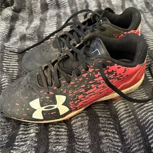 Under Armour Black and Pink Cleats with White Logo